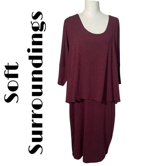SOFT SURROUNDINGS- NWT Perfect Layer Dress in Sangria Heather, Size XL - Picture 1 of 8
